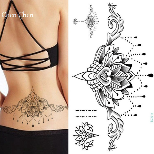 Temporary Tattoo sticker for body art mandala jewel henna lace water transfer flash tattoo fake tatoo for girl chest waist back